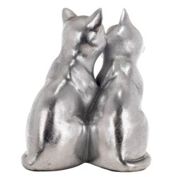 By SIGRIS Figura Gatos Plateado de Resina 20*12*15cm Figura de Gato