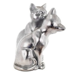 By SIGRIS Figura Gatos Plateado de Resina 20*12*15cm Figura de Gato