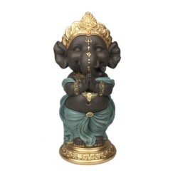 By SIGRIS Figura Ganesha Azul de Resina 29*13*14cm Figura de Buda