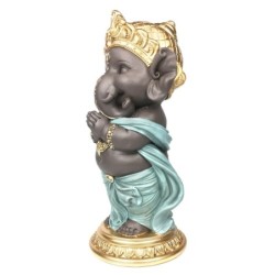 By SIGRIS Figura Ganesha Azul de Resina 29*13*14cm Figura de Buda