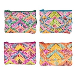 By SIGRIS Monedero Multicolor de Piel 8*2*12cm Set de 4 Unidades