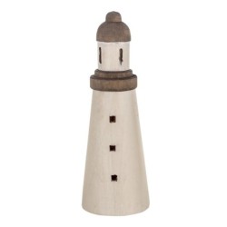 By SIGRIS Figura Faro  Blanco de Madera 25*9*9cm Figura Marinera