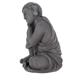 By SIGRIS Figura Buda Gris de Resina 41*28*27cm Figura de Buda