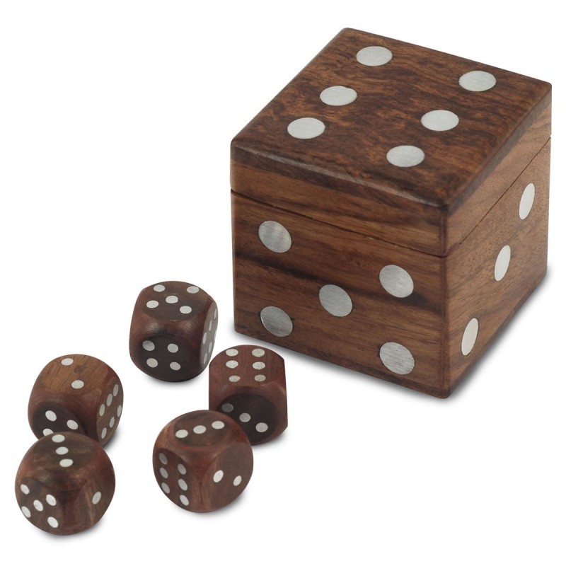 By SIGRIS Juego  Marrón de Madera 7*7*7cm Juegos Mesa- Dados