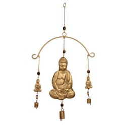 By SIGRIS Colgante Buda Dorado de Metal 68*3*39cm Colgante