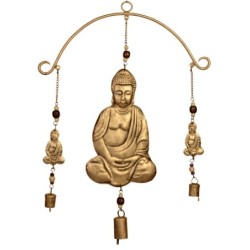 By SIGRIS Colgante Buda Dorado de Metal 68*3*39cm Colgante