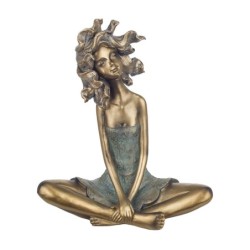 Signes Grimalt By SIGRIS - Figura Mujer sentada Dorado de Resina | Figura de persona Figuras De Resina Para Jardin Figura Resina