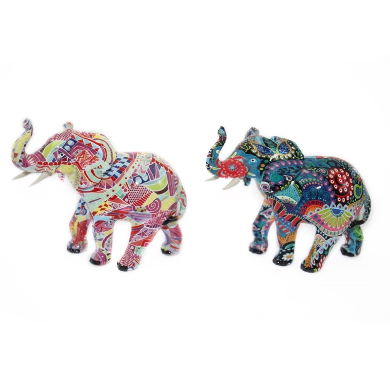 Signes Grimalt By SIGRIS - Figura Elefante 2 Unidades Multicolor de Resina | Figura de Elefante Figuras De Resina Para Jardin 9x