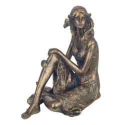 Signes Grimalt By SIGRIS - Figura Mujer sentada Dorado de Resina | Figura de persona Figuras De Resina Para Jardin Figura Resina