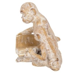 By SIGRIS Figura de Mono Blanco de Resina 18*14*16cm