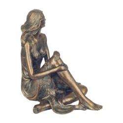 Signes Grimalt By SIGRIS - Figura Mujer sentada Dorado de Resina | Figura de persona Figuras De Resina Para Jardin Figura Resina