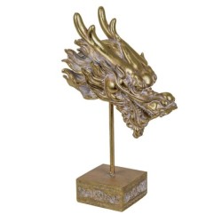 Signes Grimalt By SIGRIS - Adorno Dragón con Base Dorado de Resina | Figura de Animal Figuras Decorativas Decoracion Salon 34x12