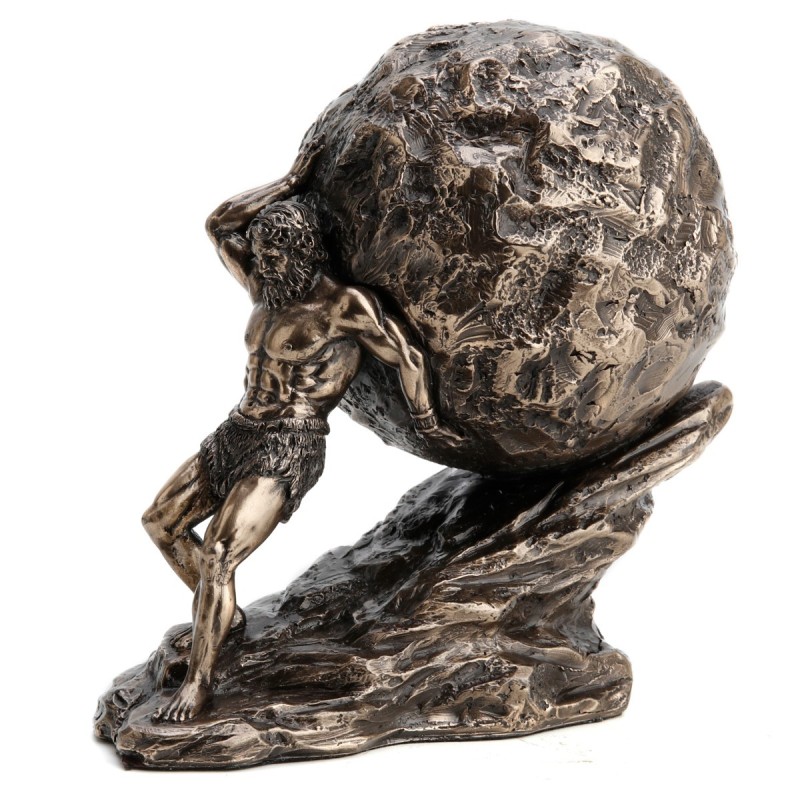 Signes Grimalt By SIGRIS - Figura Dios Sisyphus Rodando Dorado de Resina | Figura de Persona Figuras De Resina Para Jardin 11x7x