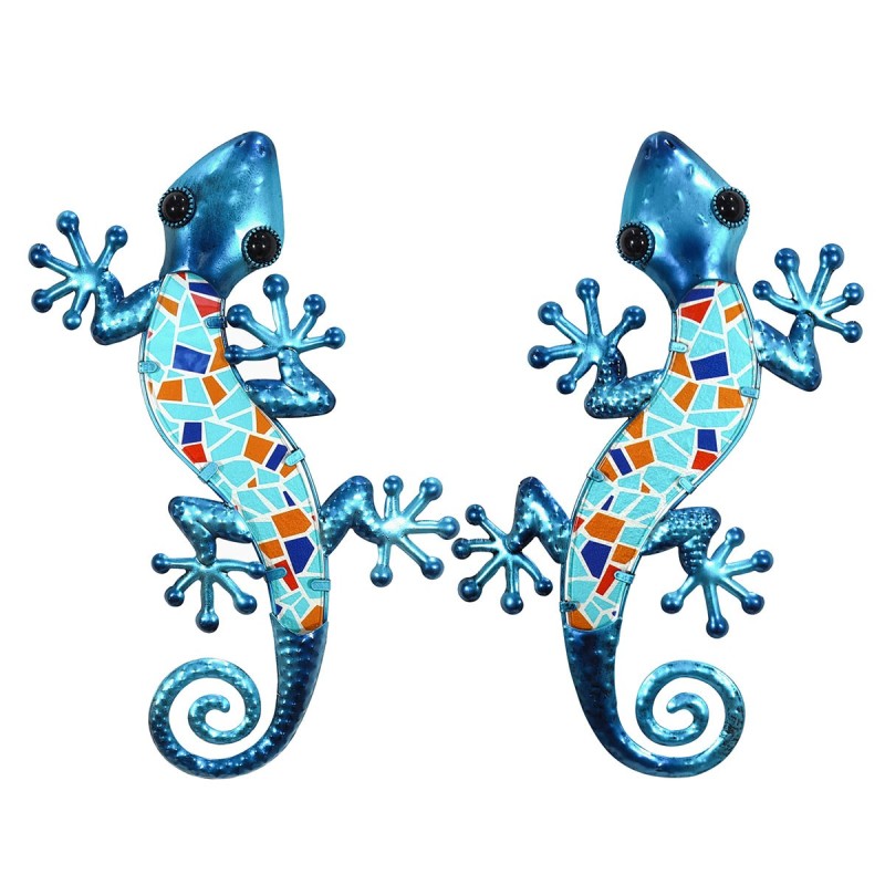 Signes Grimalt By SIGRIS - Adorno Pared Lagartija 2Uni. Azul de Metal Y Cristal | Figura de Lagarto Figuras De Resina Para Jardi