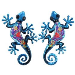 Signes Grimalt By SIGRIS - Adorno Pared Lagartija 2Uni. Azul de Metal Y Cristal | Figura de Lagarto Figuras De Resina Para Jardi