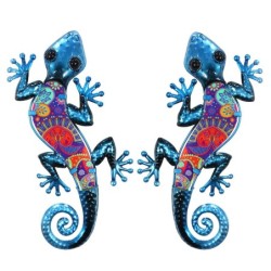 Signes Grimalt By SIGRIS - Adorno Pared Lagartija 2Uni. Azul de Metal Y Cristal | Figura de Lagarto Figuras De Resina Para Jardi