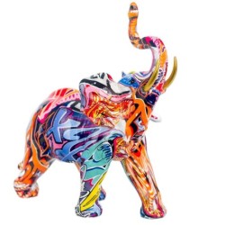 Signes Grimalt By SIGRIS - Figura Elefante Multicolor de Resina | Figura de Elefante Figuras Decorativas Decoracion Salon 23x10x