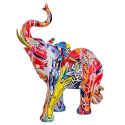 Signes Grimalt By SIGRIS - Figura Elefante Multicolor de Resina | Figura de Elefante Figuras Decorativas Decoracion Salon 23x10x