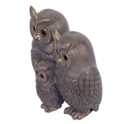 Signes Grimalt By SIGRIS - Figura 3 Buhos Gris de Resina | Figura de Búho Figuras De Resina Para Jardin Figura Resina Decoración