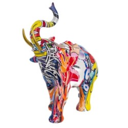 Signes Grimalt By SIGRIS - Figura Elefante Multicolor de Resina | Figura de Elefante Figuras Decorativas Decoracion Salon 19x8x1