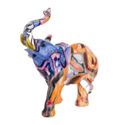 Signes Grimalt By SIGRIS - Figura Elefante Multicolor de Resina | Figura de Elefante Figuras Decorativas Decoracion Salon 13x7x1