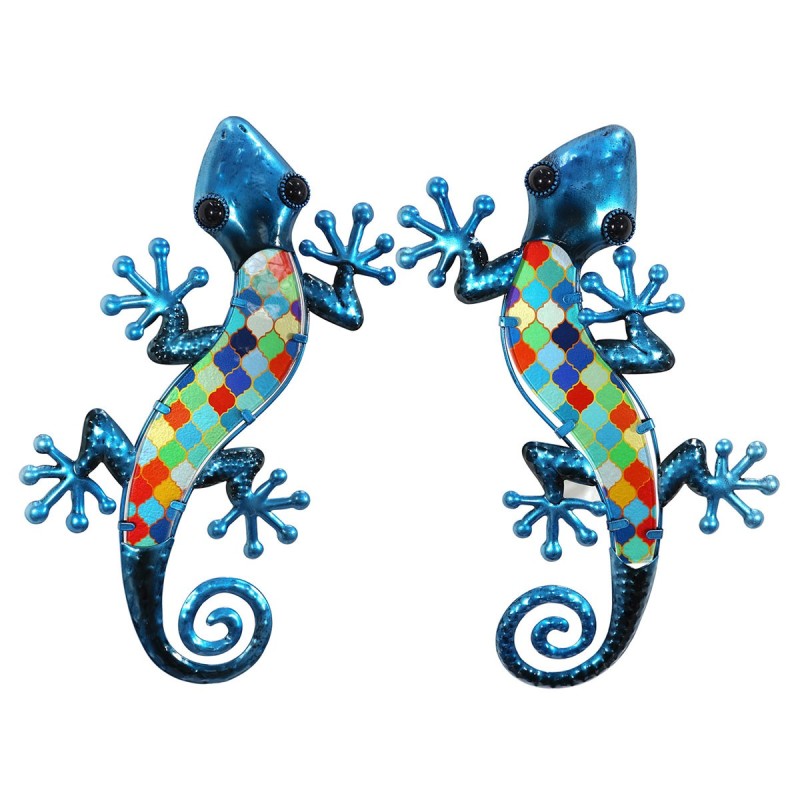 Signes Grimalt By SIGRIS - Adorno Pared Lagartija 2U Azul de Metal Y Cristal | Figura de Lagarto Figuras De Resina Para Jardin c