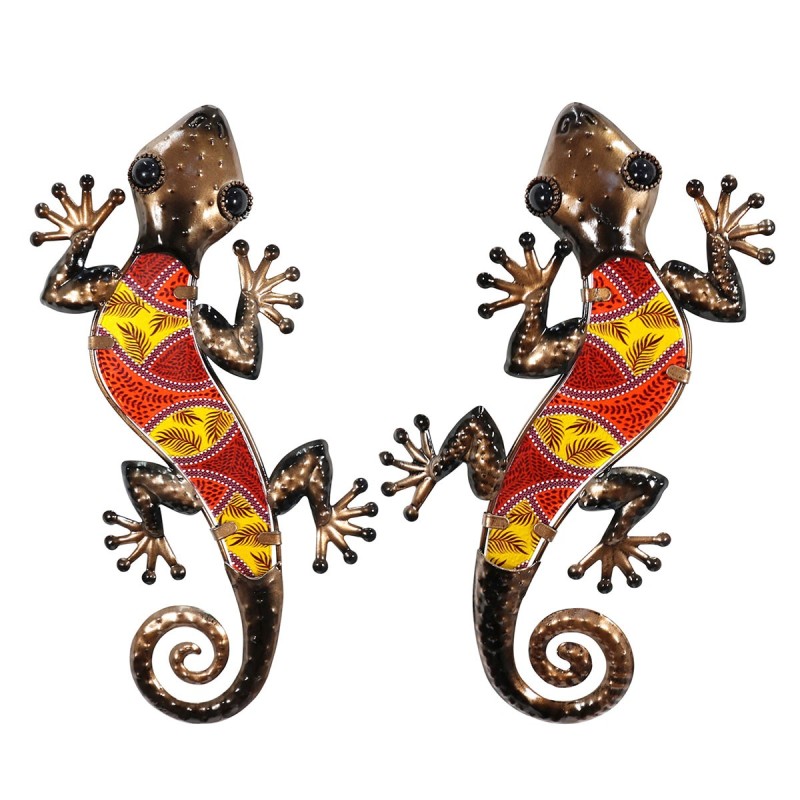 Signes Grimalt By SIGRIS - Adorno Pared Lagartija 2U Rojo de Metal Y Cristal | Figura de Lagarto Figuras De Resina Para Jardin c