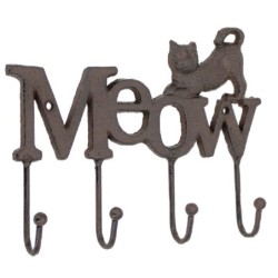 Signes Grimalt By SIGRIS - Colgador Gato Meow Marrón de Mdf | Perchero Perchero, Percha De Entrada Percha Para Abrigos 20x16x4cm