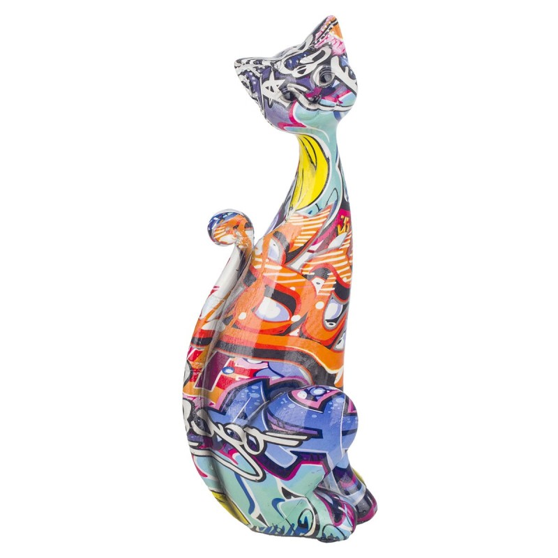 Signes Grimalt By SIGRIS - Figura Gato Grafiti Multicolor de Resina | Figura de Gato Figuras De Resina Para Jardin Figura Resina