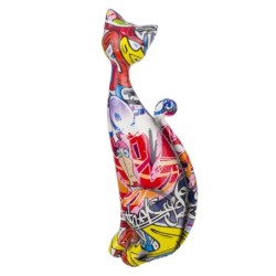 Signes Grimalt By SIGRIS - Figura Gato Grafiti Multicolor de Resina | Figura de Gato Figuras De Resina Para Jardin Figura Resina