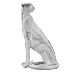 Signes Grimalt By SIGRIS - Figura Leopardo Blanco de Resina | Figura de Leopardo Figuras Decorativas Decoracion Salon 40x17x24cm