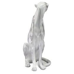 Signes Grimalt By SIGRIS - Figura Leopardo Blanco de Resina | Figura de Leopardo Figuras Decorativas Decoracion Salon 40x17x24cm