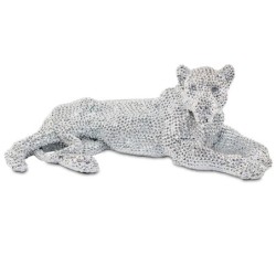 Signes Grimalt By Sigris - Figuras Decorativas | Figura Decorativa Leopardo Plateado - 32x16x11,5 cm- Resina | Color: Plateado