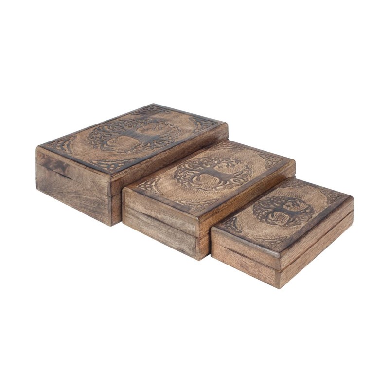 Decor and Go  Cajas Rectangularangularárbol Vida Incluye set de 3 Unidades Decoración Cajas Y Joyeros Colección Étnico DG22723