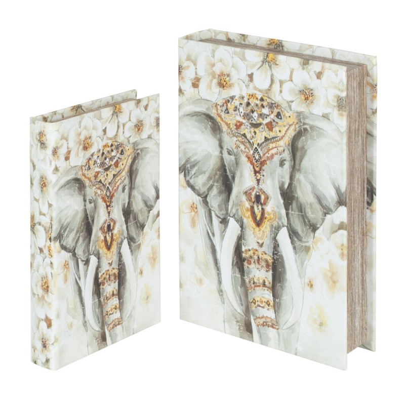 By SIGRIS Set de 2 Cajas Libro Elefante Incluye 2 Unidades Decoración Cajas Libro Colección Étnico Signes Grimalt Decor And Go