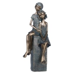 By SIGRIS Figura Pareja Sentada Dorado de Resina 39X12X15cm Figura de Persona Decoración Hogar Figuras De Resina Para Jardin