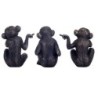 Signes Grimalt By Sigris - Figuras Decorativas | Figuras Monos en Resina - 14 x 9 x 10  cm | Pack 3 Unidades | Color: Negro