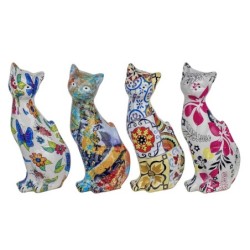 Signes Grimalt By SIGRIS - Figura Gato 4 Unidades Blanco de Resina | Figura de Gato Figuras De Resina Para Jardin Figura Resina