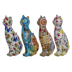 Signes Grimalt By SIGRIS - Figura Gato 4 Unidades Blanco de Resina | Figura de Gato Figuras De Resina Para Jardin Figura Resina