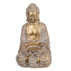 Signes Grimalt By SIGRIS - Figura Buda Sujetando Cuenco Dorado de Resina | Figura de Buda Figuras De Resina Para Jardin Figura R