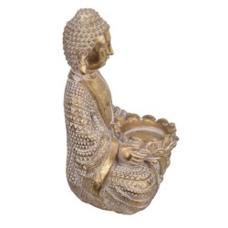 Signes Grimalt By SIGRIS - Figura Buda Sujetando Cuenco Dorado de Resina | Figura de Buda Figuras De Resina Para Jardin Figura R