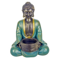 Signes Grimalt By SIGRIS - Candelabro buda Azul de Resina | Figura de Buda Figuras Decorativas Decoracion Salon 15x9x11cm