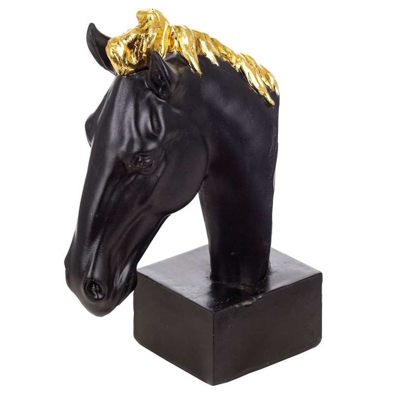 Signes Grimalt By SIGRIS - Figura Cabeza Caballo Negro de Resina | Figura Figuras Decorativas Decoracion Salon 21x8x14cm