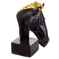 Signes Grimalt By SIGRIS - Figura Cabeza Caballo Negro de Resina | Figura Figuras Decorativas Decoracion Salon 21x8x14cm