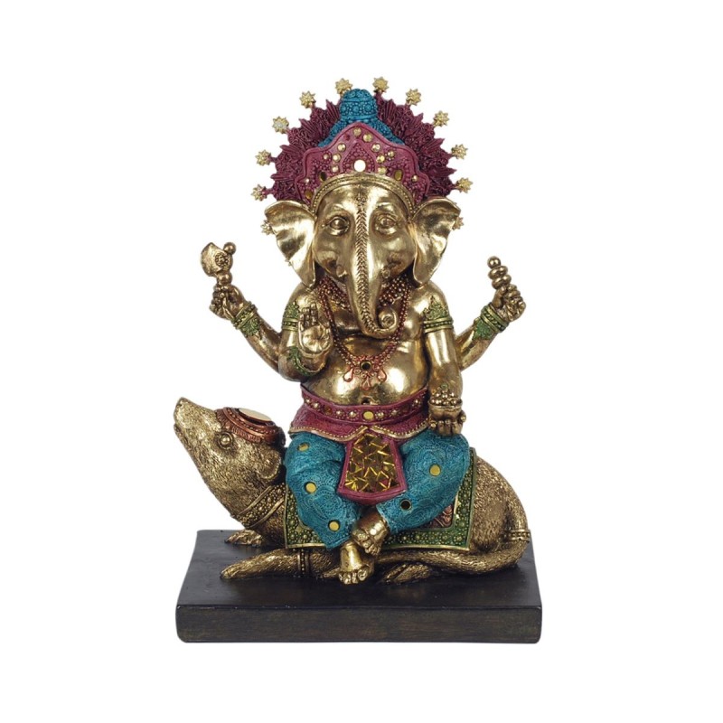 Signes Grimalt By Sigris - Figuras Decorativas | Figura Bronce Dios Ganesha en Resina - 28 x 13 x 19  cm | Color: Dorado