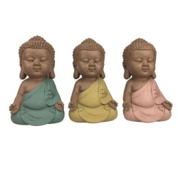 Signes Grimalt By Sigris - Figuras Decorativas | Budas Decorativos - Figuras de Budas Meditando, Pack de 3 - 13x6,5x8 cm