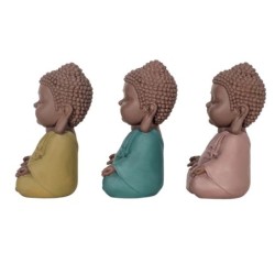 Signes Grimalt By Sigris - Figuras Decorativas | Budas Decorativos - Figuras de Budas Meditando, Pack de 3 - 13x6,5x8 cm