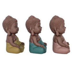 Signes Grimalt By Sigris - Figuras Decorativas | Budas Decorativos - Figuras de Budas Meditando, Pack de 3 - 13x6,5x8 cm