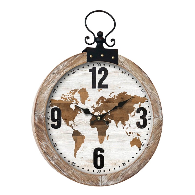 Signes Grimalt By SIGRIS - Reloj Pared Mapamundi Blanco de Mdf | Reloj Reloj Vintage Pared Reloj Pared Vintage 54x7x40cm