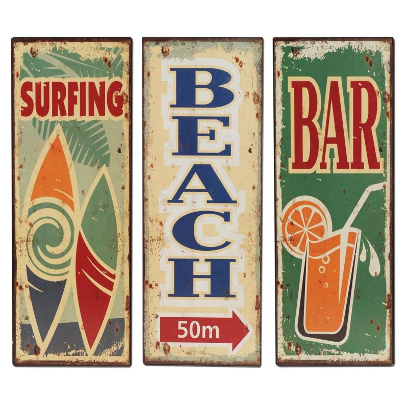 By SIGRIS Cuadros 13X36 Cm. Surf Incluye 3 Unidades Adorno Pared Placas Metal Colección Surf Signes Grimalt Decor And Go